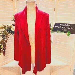 TALBOTS PRETTY 1X  RED RIBBED CARDIGAN